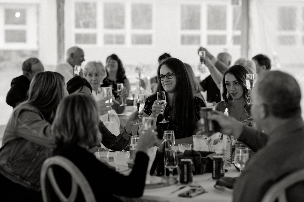 wedding guests cheers